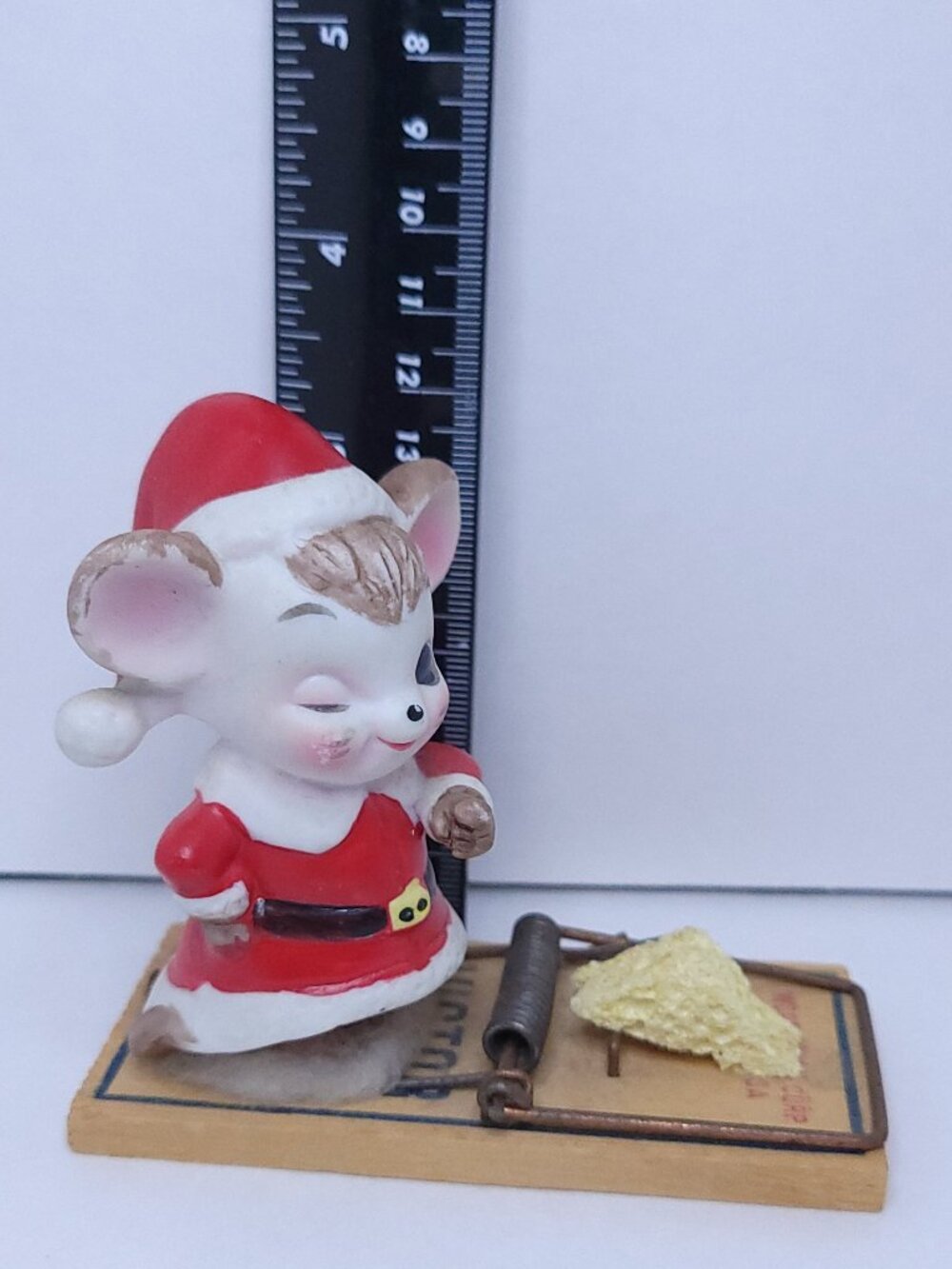 Vintage Porcelain Mouse on Real Mouse Trap